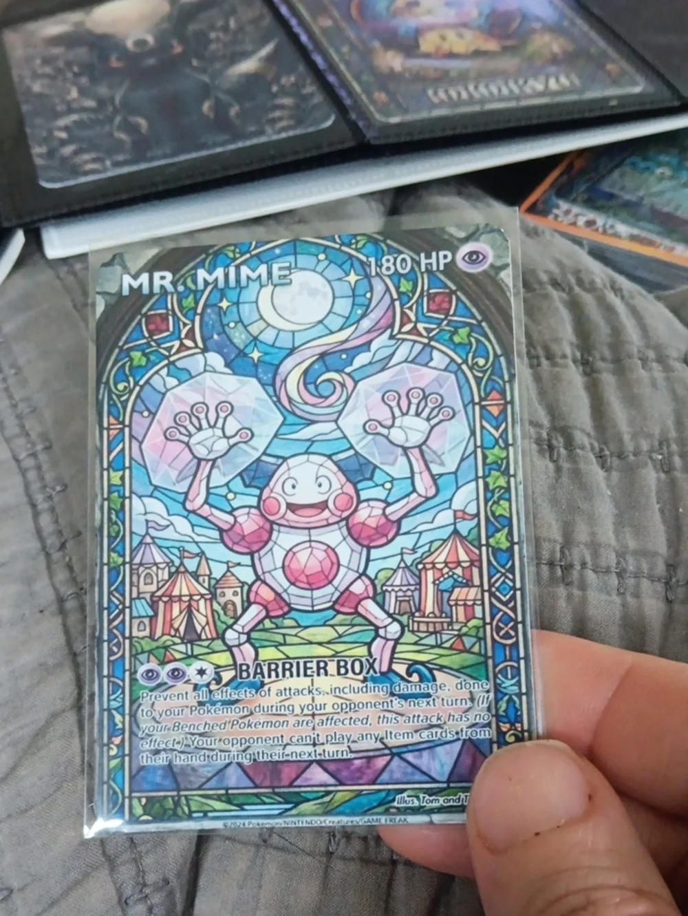 Mr. Mime Stained Glass Art Print - Pink & Blue Home Art